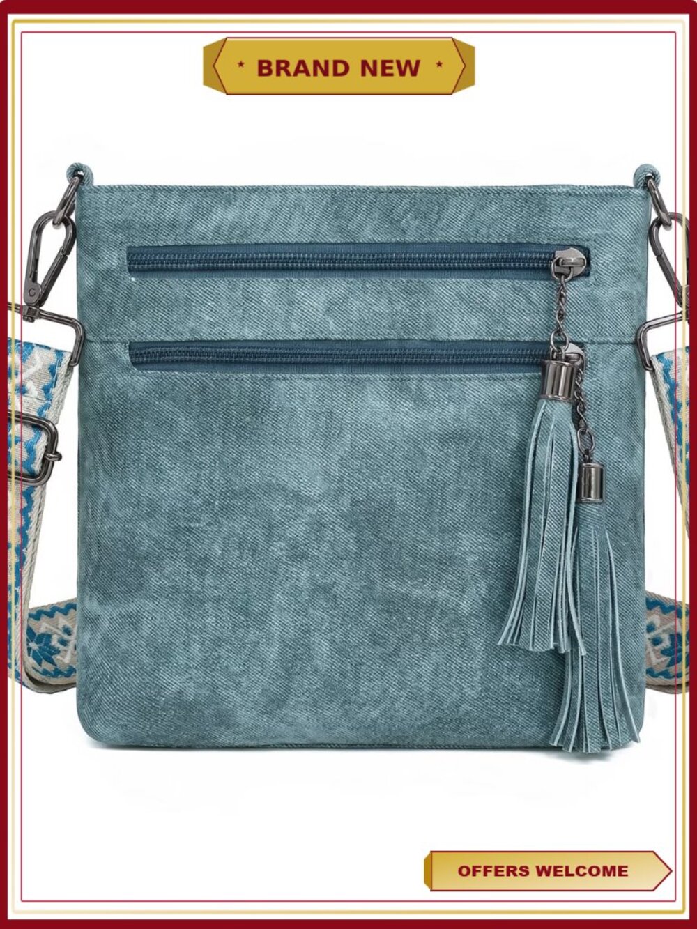 Womens Tassel PU Leather Crossbody Purse Casual Shoulder Bag Adjustable Strap